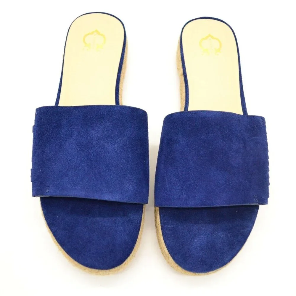 C Wonder Women Tabitha‎ Espadrille Slide Sandals Sz 5.5M Navy Suede Cushion NEW